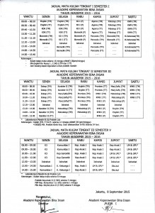 jadual kuliah tk1-3 Akper