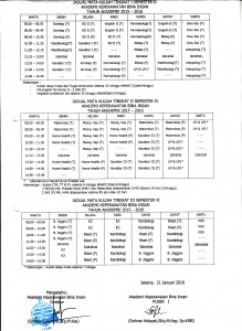 jadual kuliah semester genap 2015-2016