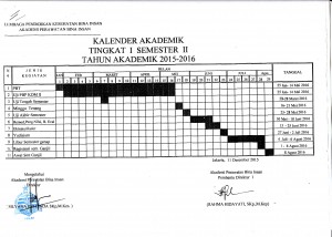 kalender akademik Tk I Semester II